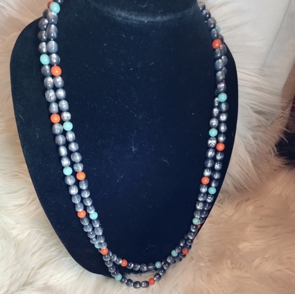 Vintage Moonlight Lucite long beads